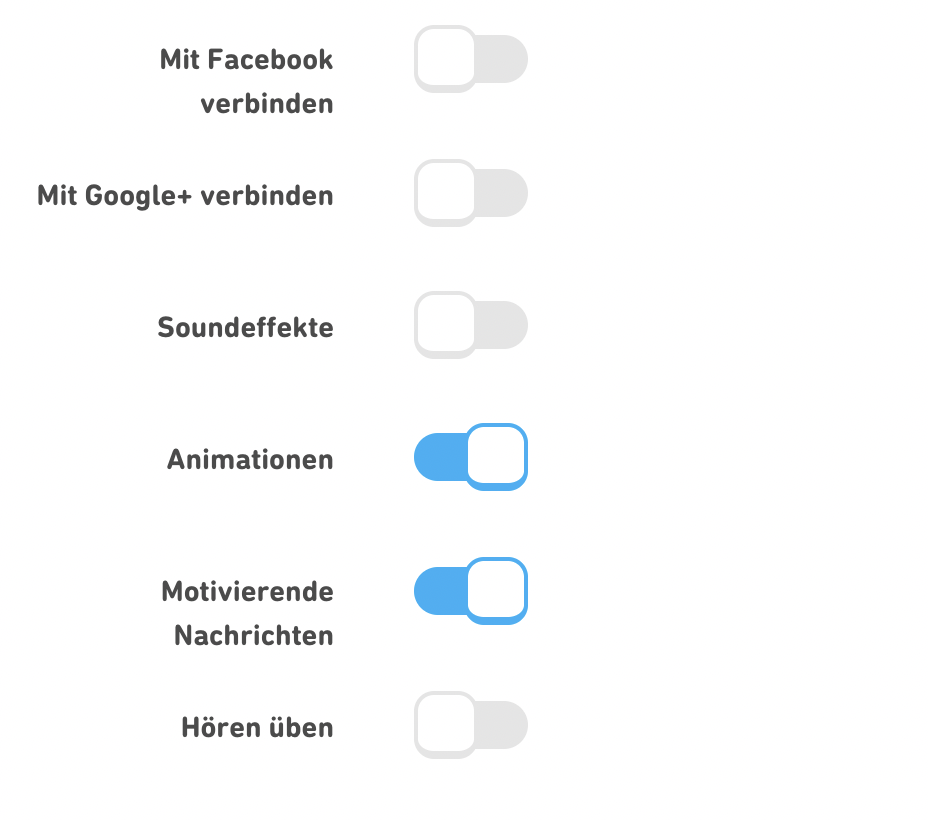 screenshot of the duolingo preferences